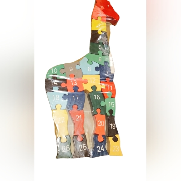 Wooden Giraffe  Number and Alphabetical Puzzle For Kids - Picture 2 of 2